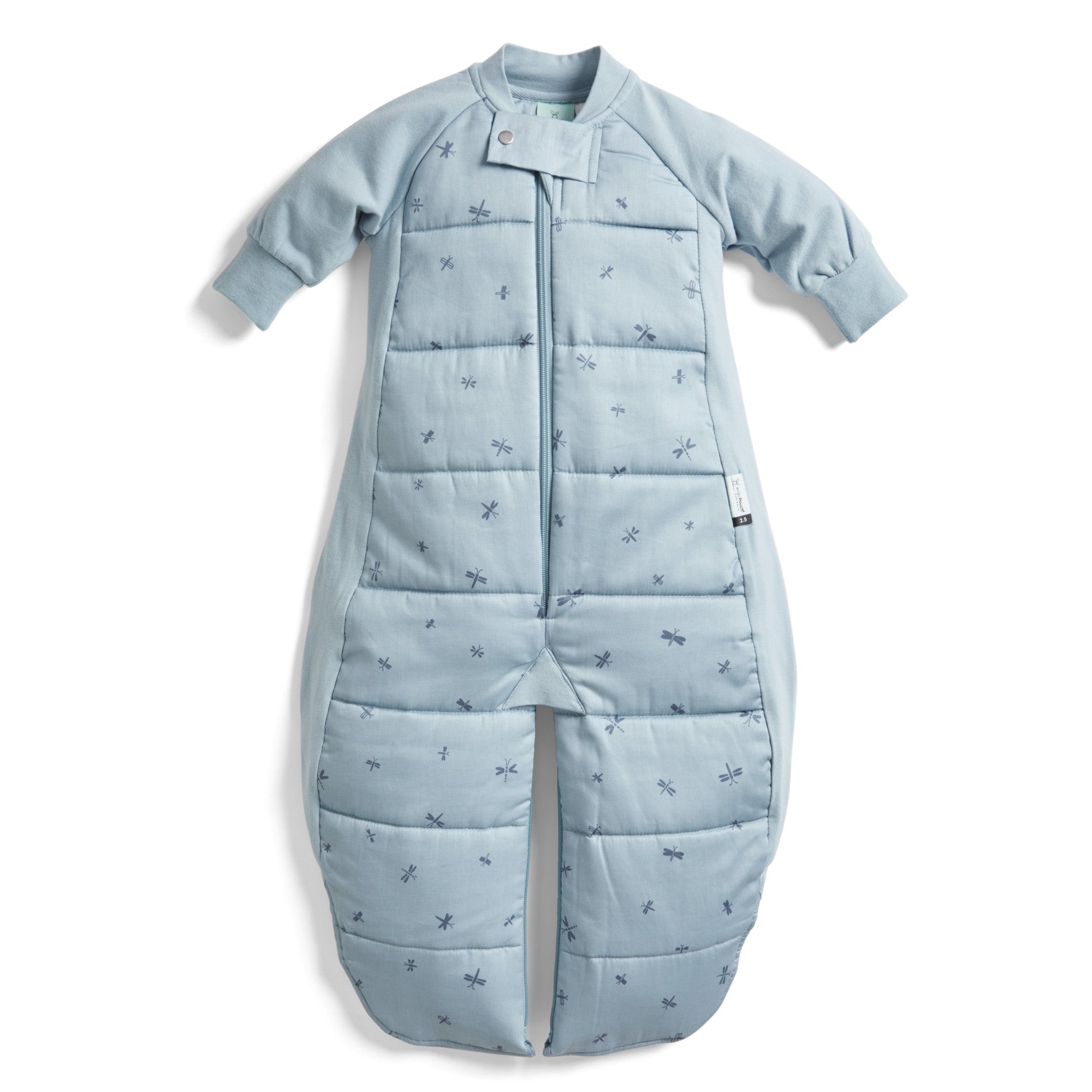 ergoPouch - Organic Winter Long Sleeved 2 in 1 Sleeping Suit Bag - Blue Dragonflies - 2.5 TOG - Baby&More