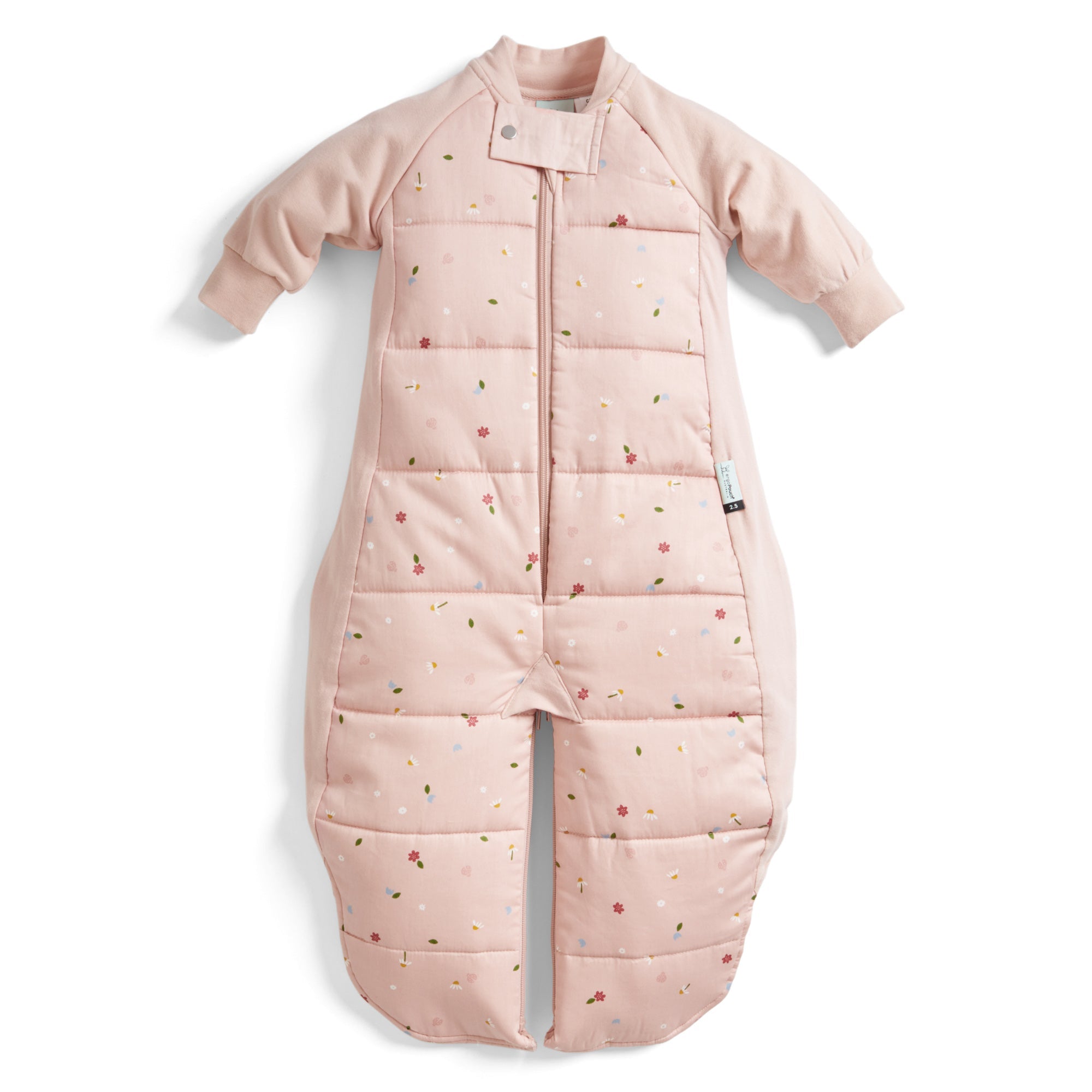ergoPouch - Organic Winter Long Sleeved 2 in 1 Sleeping Suit Bag - Pink Daisy - 2.5 TOG - Baby&More
