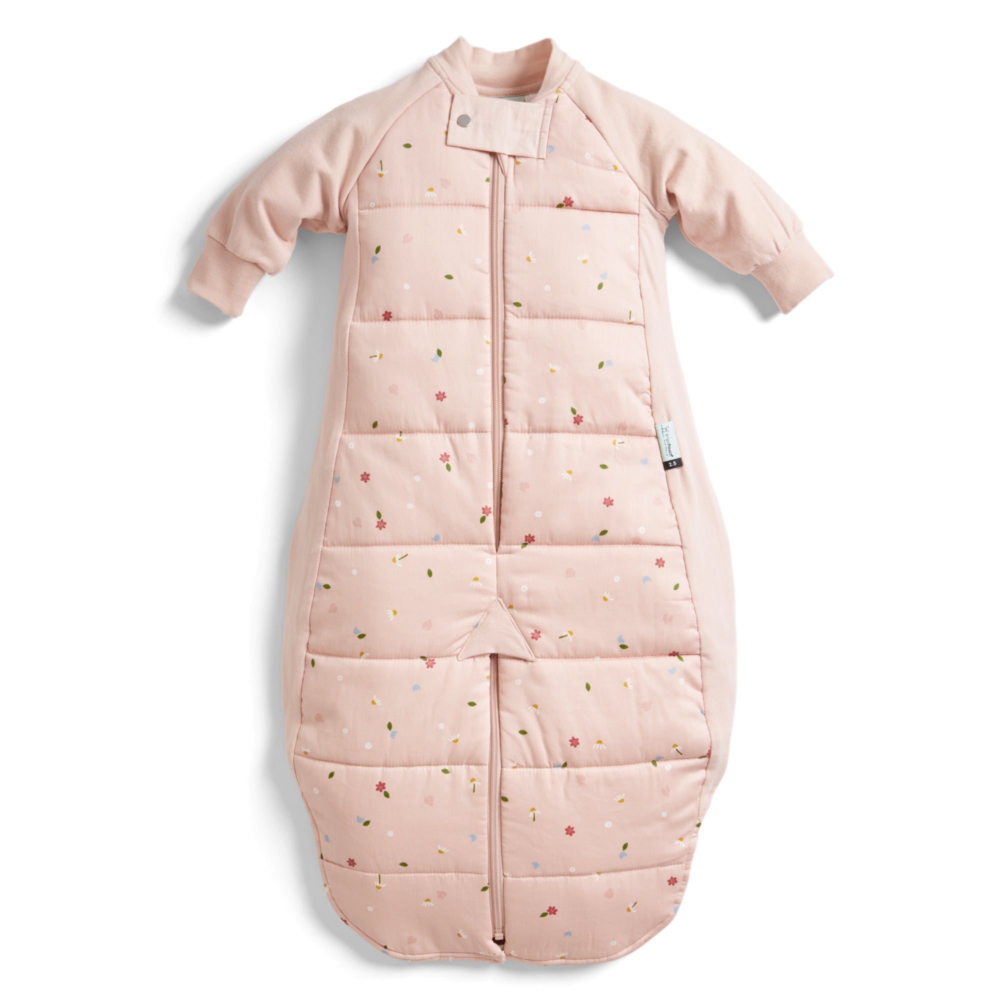 ergoPouch - Organic Winter Long Sleeved 2 in 1 Sleeping Suit Bag - Pink Daisy - 3.5 TOG - Baby&More