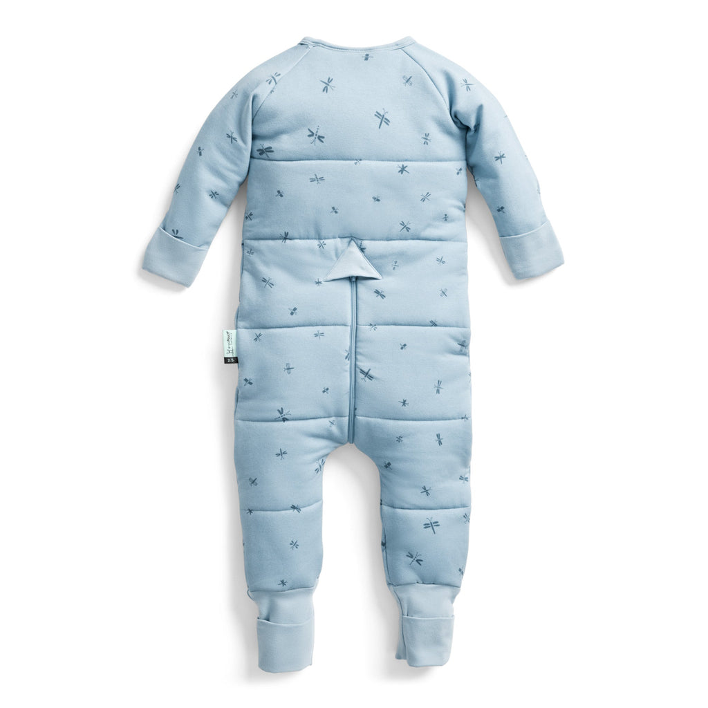 ergoPouch - Organic Winter Long Sleeved Sleep Onesie - Blue Dragonflies - 3.5 TOG - Baby&More