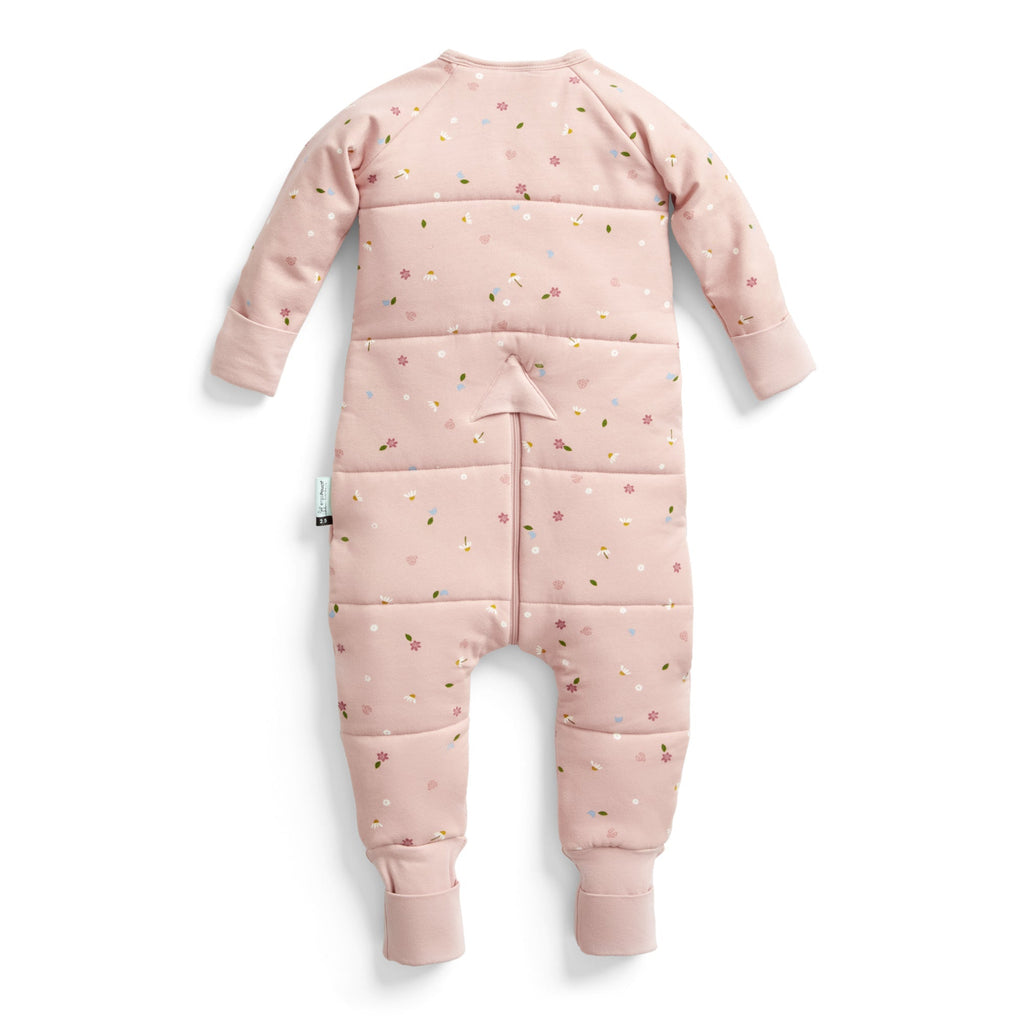 ergoPouch - Organic Winter Long Sleeved Sleep Onesie - Pink Daisy - 2.5 TOG - Baby&More