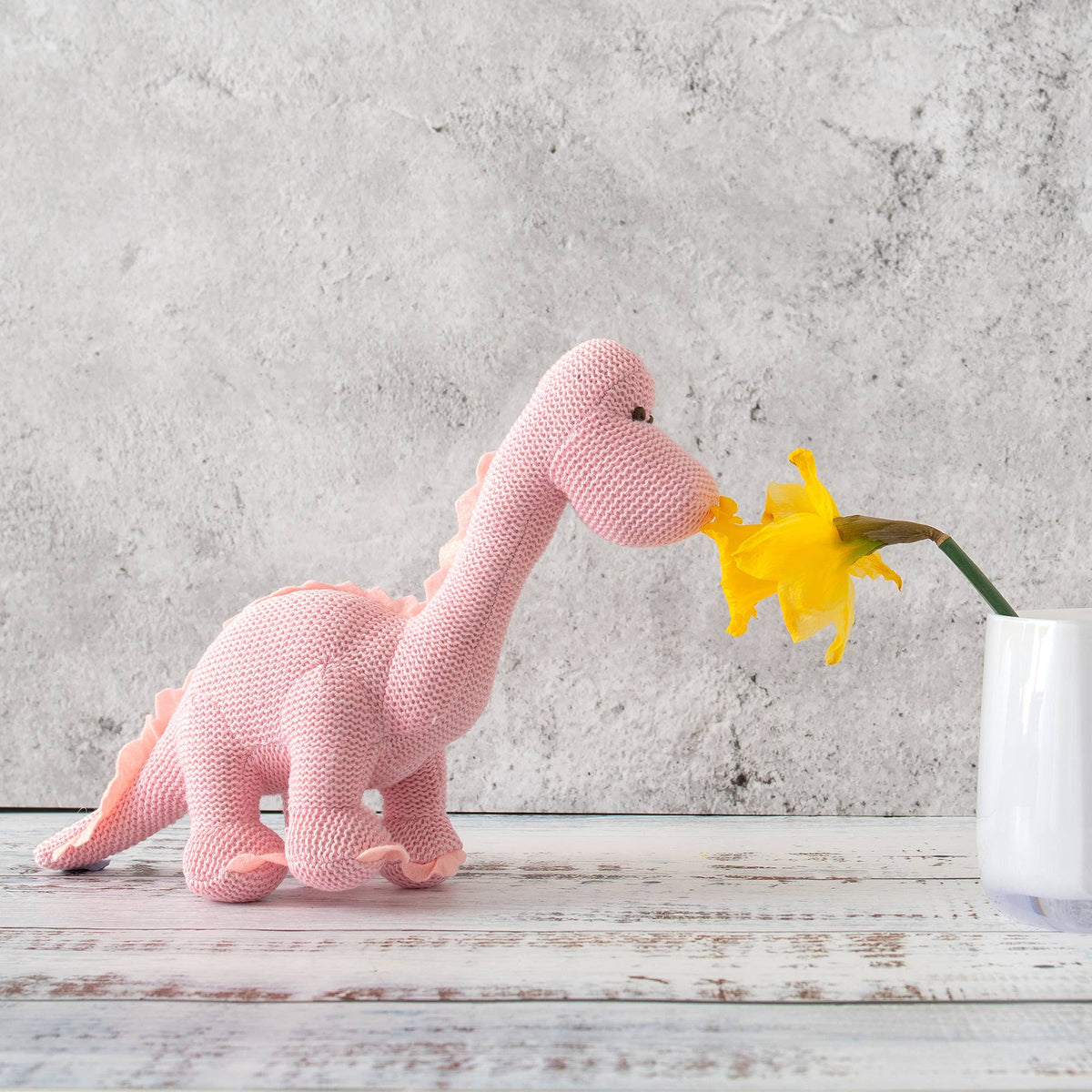Best Years Ltd - Dinosaur Baby Rattle, Knitted Organic Cotton Pink Diplodocus