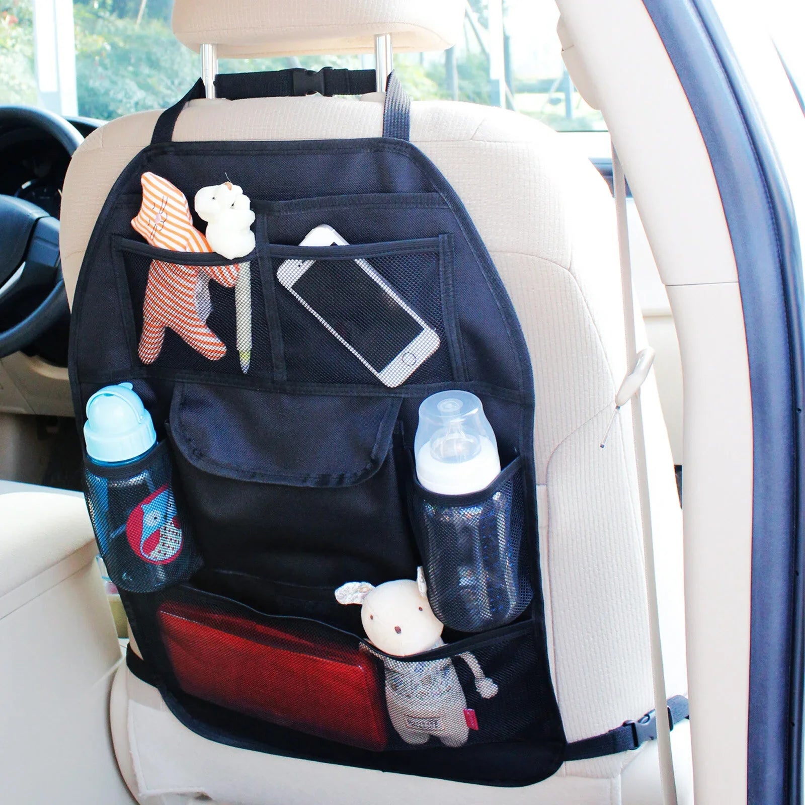 Plain Car Back Seat Organiser - Black
