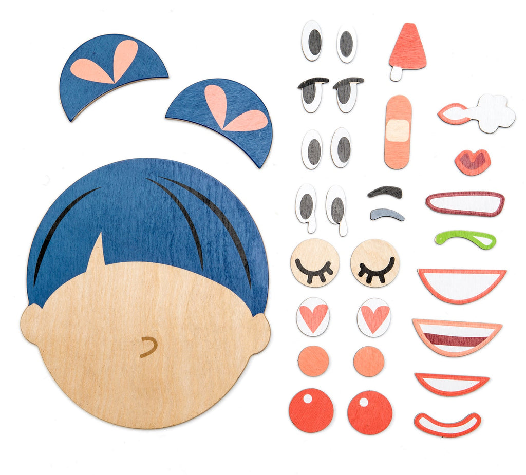 Tender Leaf Toys What's Up? Wooden Face with Emotions and Hair