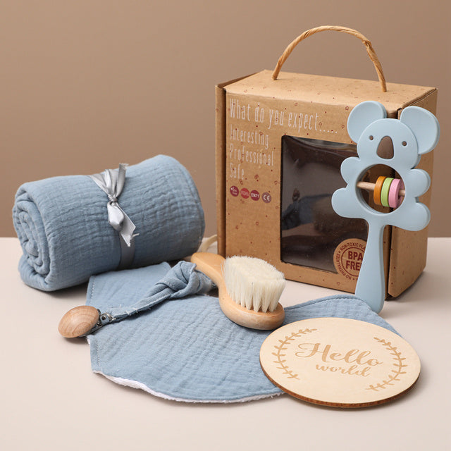 Baby Six Piece Gift Set with Rattle & Brush