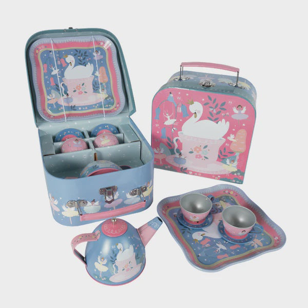 Tin Tea Set  7 Piece with Case - Enchanted