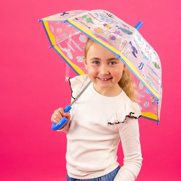 Floss & Rock Transparent Colour Changing Umbrella - Ocean - Baby&More