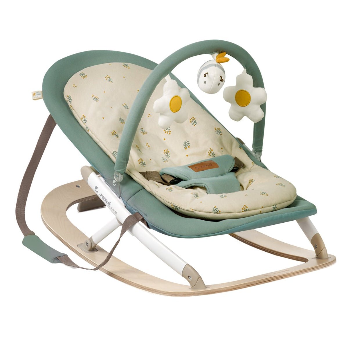 Folding Baby Rocker with Toy Arch & Reversible Newborn Cushion - Botanic - Baby&More