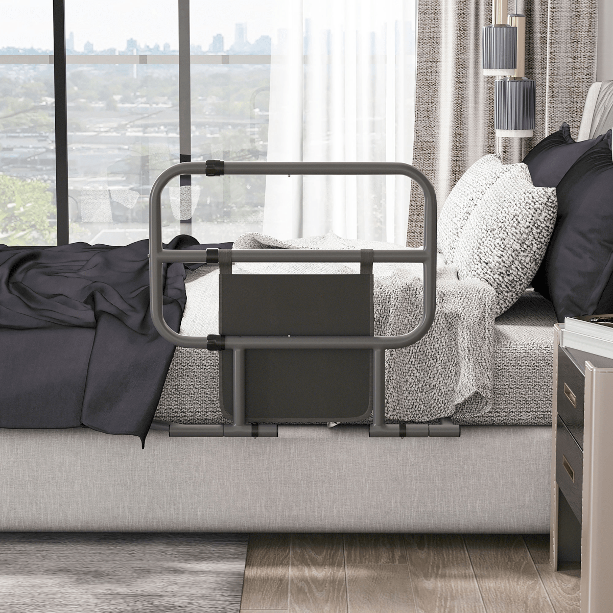 Folding Bed Rail for Elderly / Disabled Adults with Pocket - Baby&More