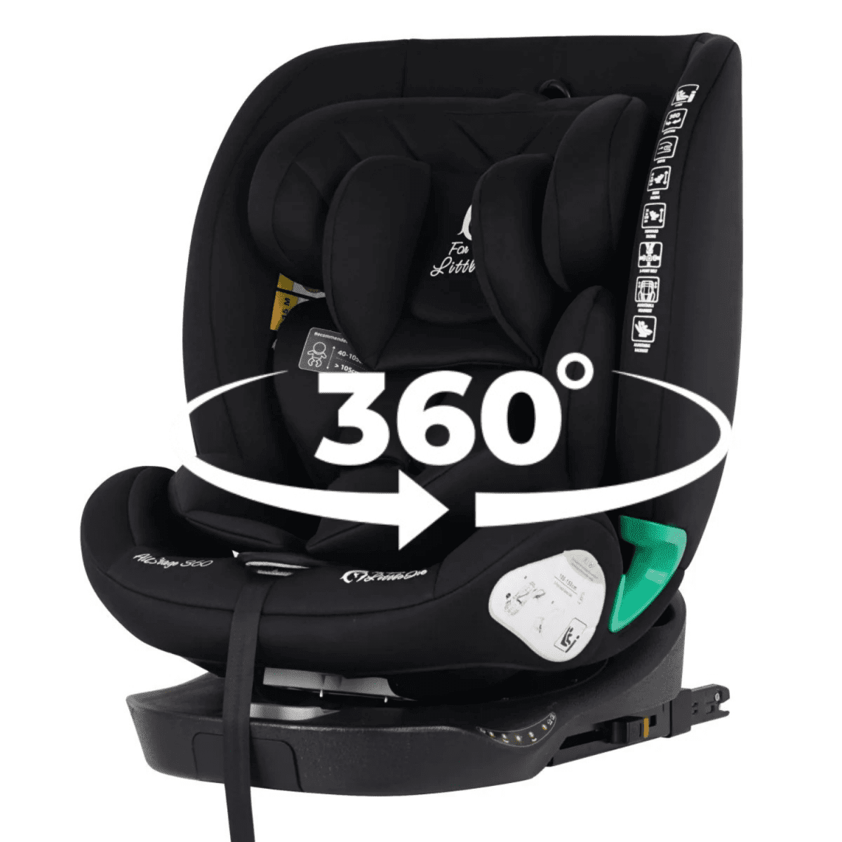 For Your Little One AllStage 360 0/1/2/3 ISOFIX I-Size Car Seat - Midnight Black (Birth-12 Years) - Baby&More