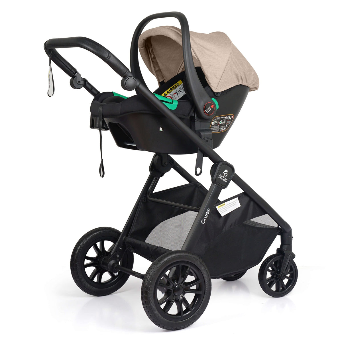 For Your Little One Cruise 3 In 1 Travel System With Car Seat - Dune Beige (Free Cupholder And Seat Liner Included!) - Baby&More