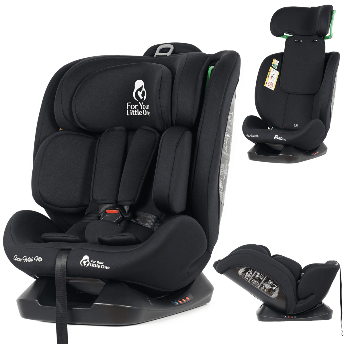 For Your Little One GrowWithMe 0/1/2/3 i-Size Car Seat - Midnight Black (Birth-12 Years) - Baby&More