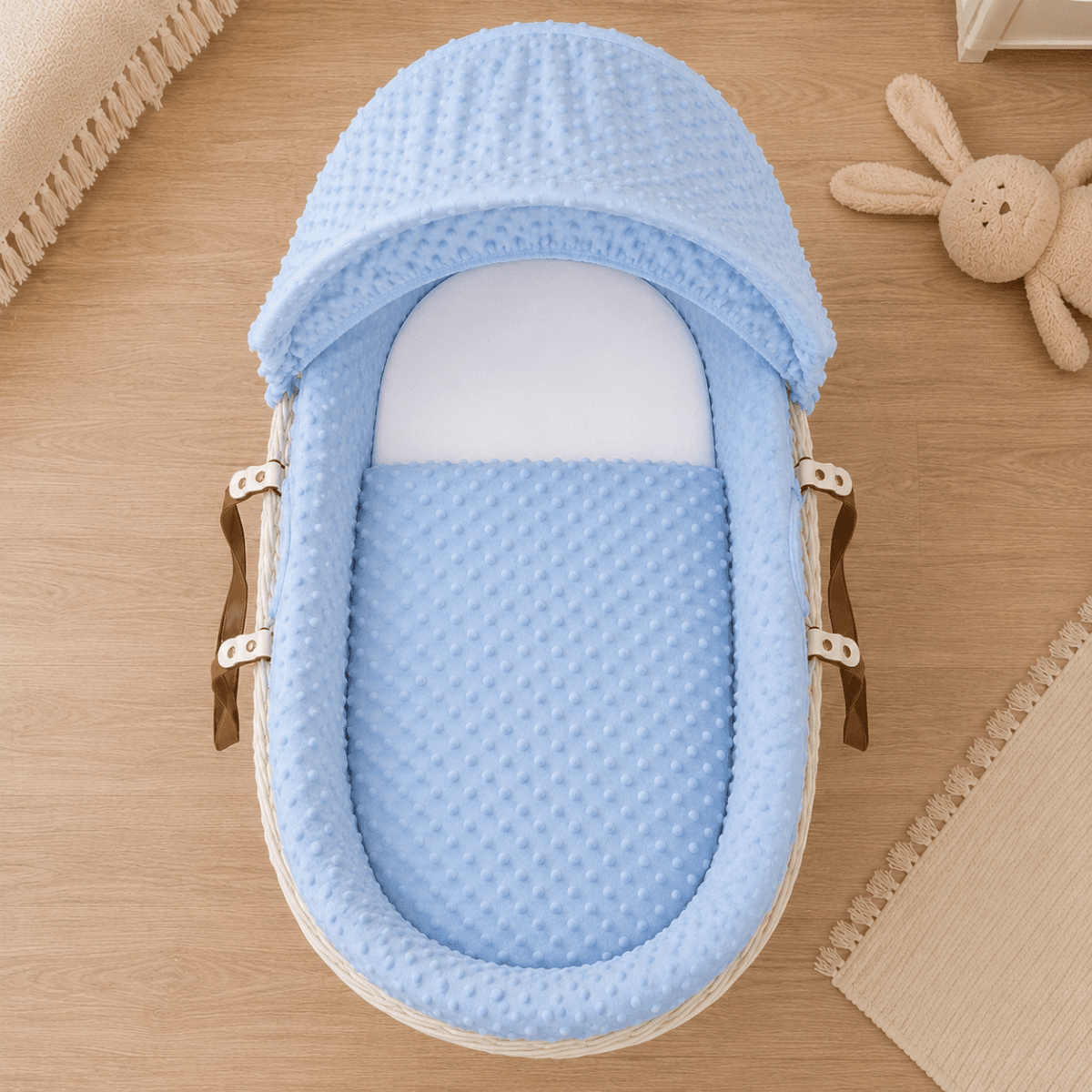 For Your Little One Moses Basket Bedding Set - Blue Dimple (Basket Not Included!) - Baby&More