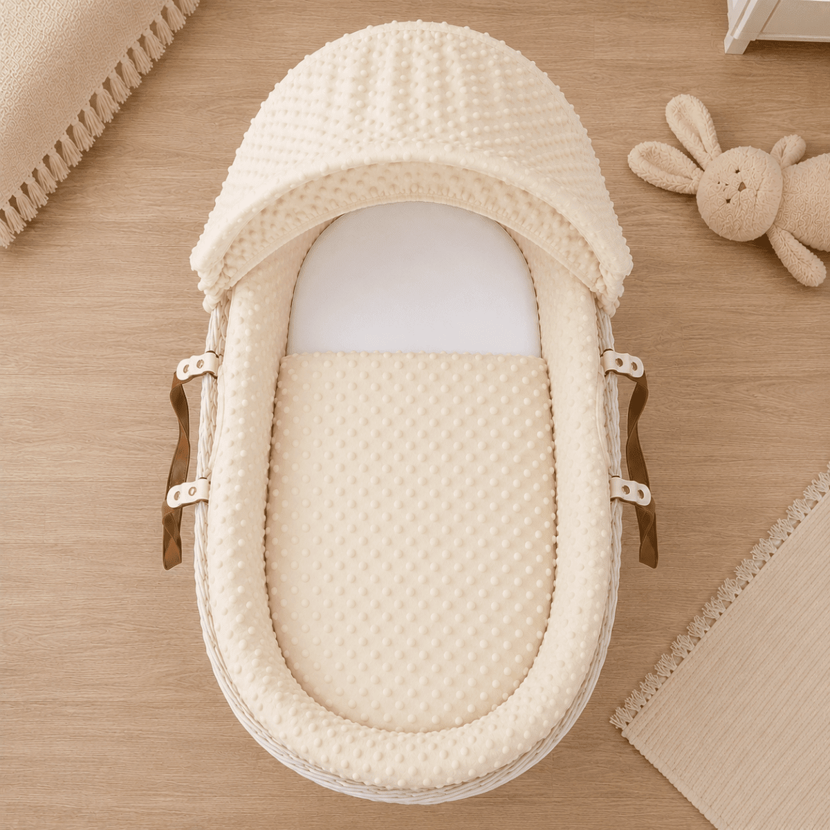 For Your Little One Moses Basket Bedding Set - Cream Dimple (Basket Not Included!) - Baby&More