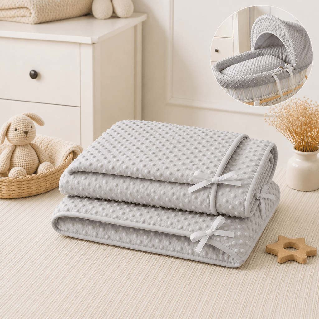 For Your Little One Moses Basket Bedding Set - Grey Dimple (Basket Not Included!) - Baby&More
