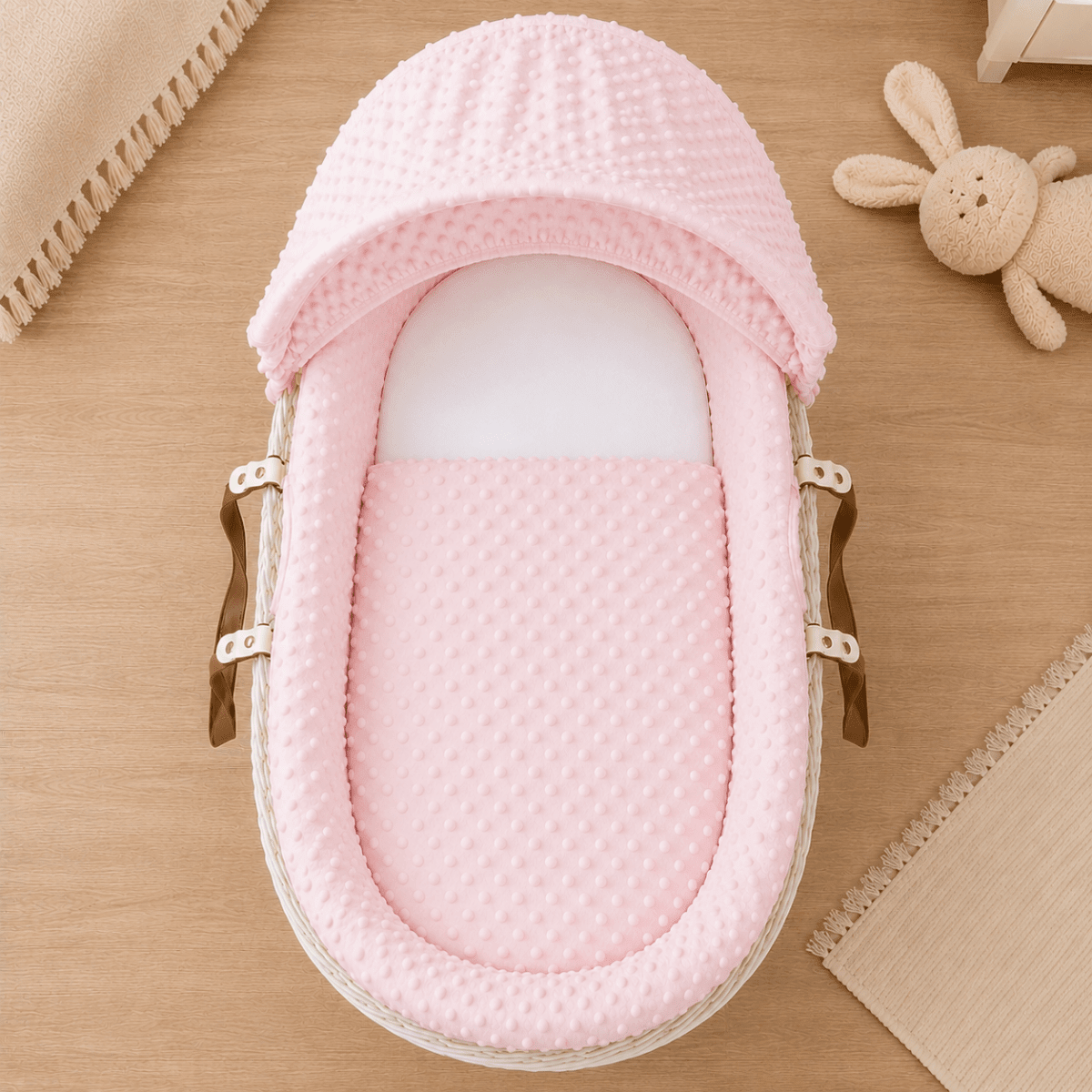 For Your Little One Moses Basket Bedding Set - Pink Dimple (Basket Not Included!) - Baby&More