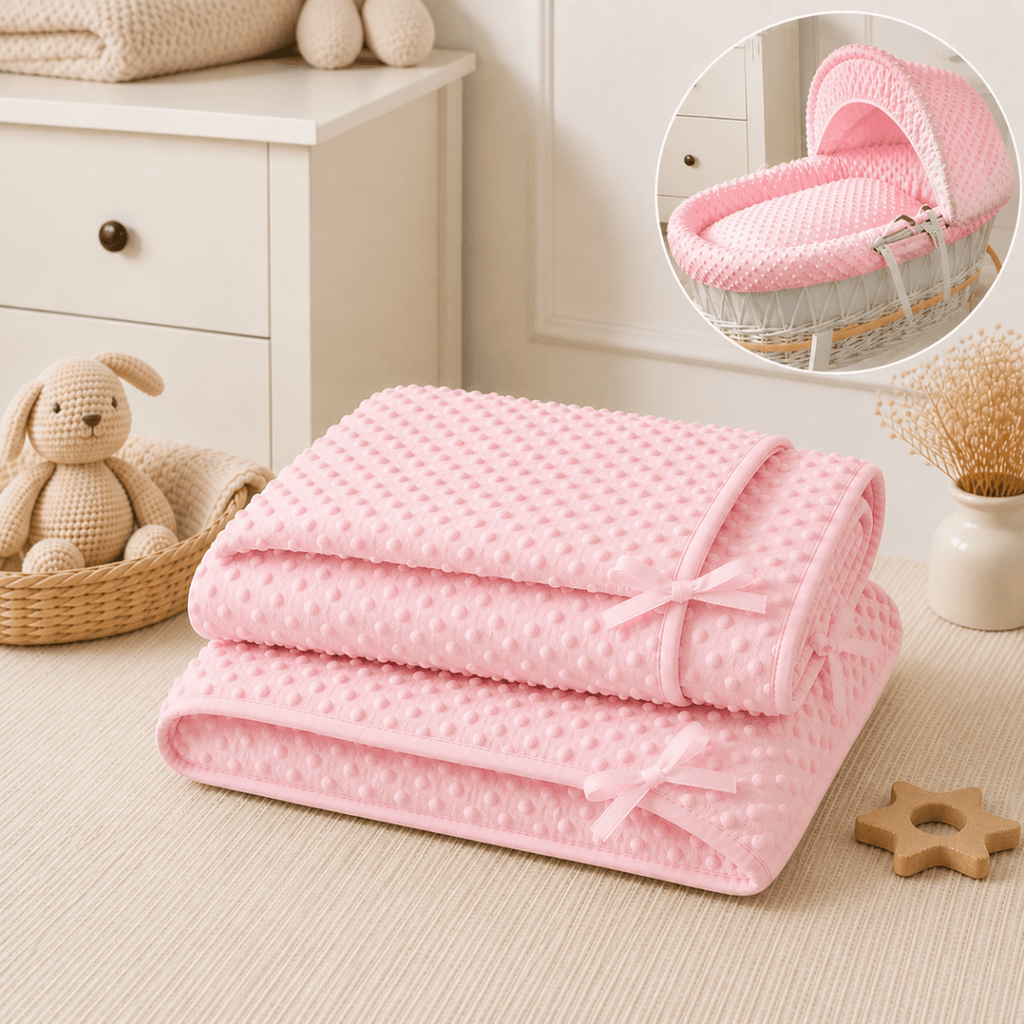 For Your Little One Moses Basket Bedding Set - Pink Dimple (Basket Not Included!) - Baby&More