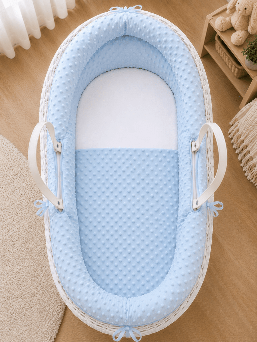 For Your Little One Pod Moses Basket Bedding Set - Blue Dimple (Basket Not Included!) - Baby&More