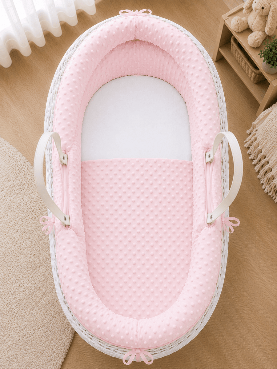 For Your Little One Pod Moses Basket Bedding Set - Pink Dimple (Basket Not Included!) - Baby&More
