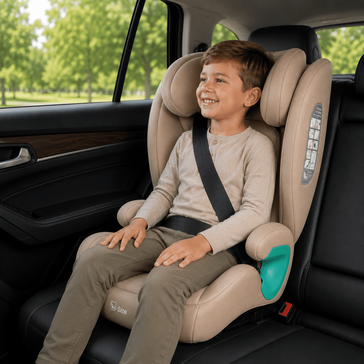 For Your Little One Stepup I-Size Isofix 2/3 Car Seat Booster Seat - Latte Beige (4-12 Years) - Baby&More