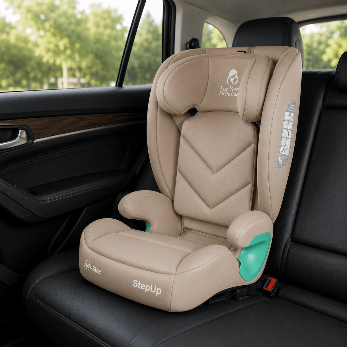 For Your Little One Stepup I-Size Isofix 2/3 Car Seat Booster Seat - Latte Beige (4-12 Years) - Baby&More