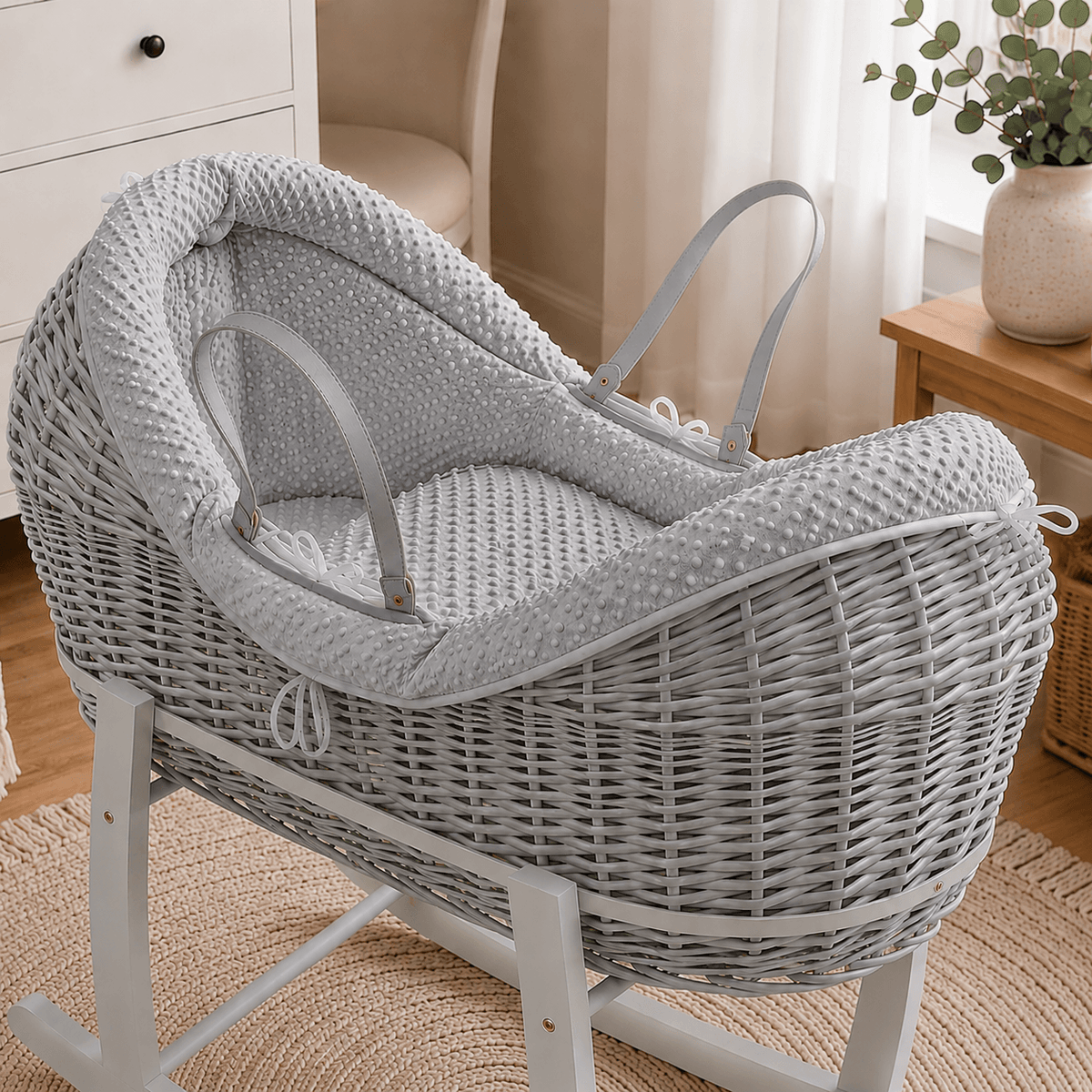 For Your Little One Wicker Deluxe Pod Baby Moses Basket With Stand & Bedding Set - Baby&More