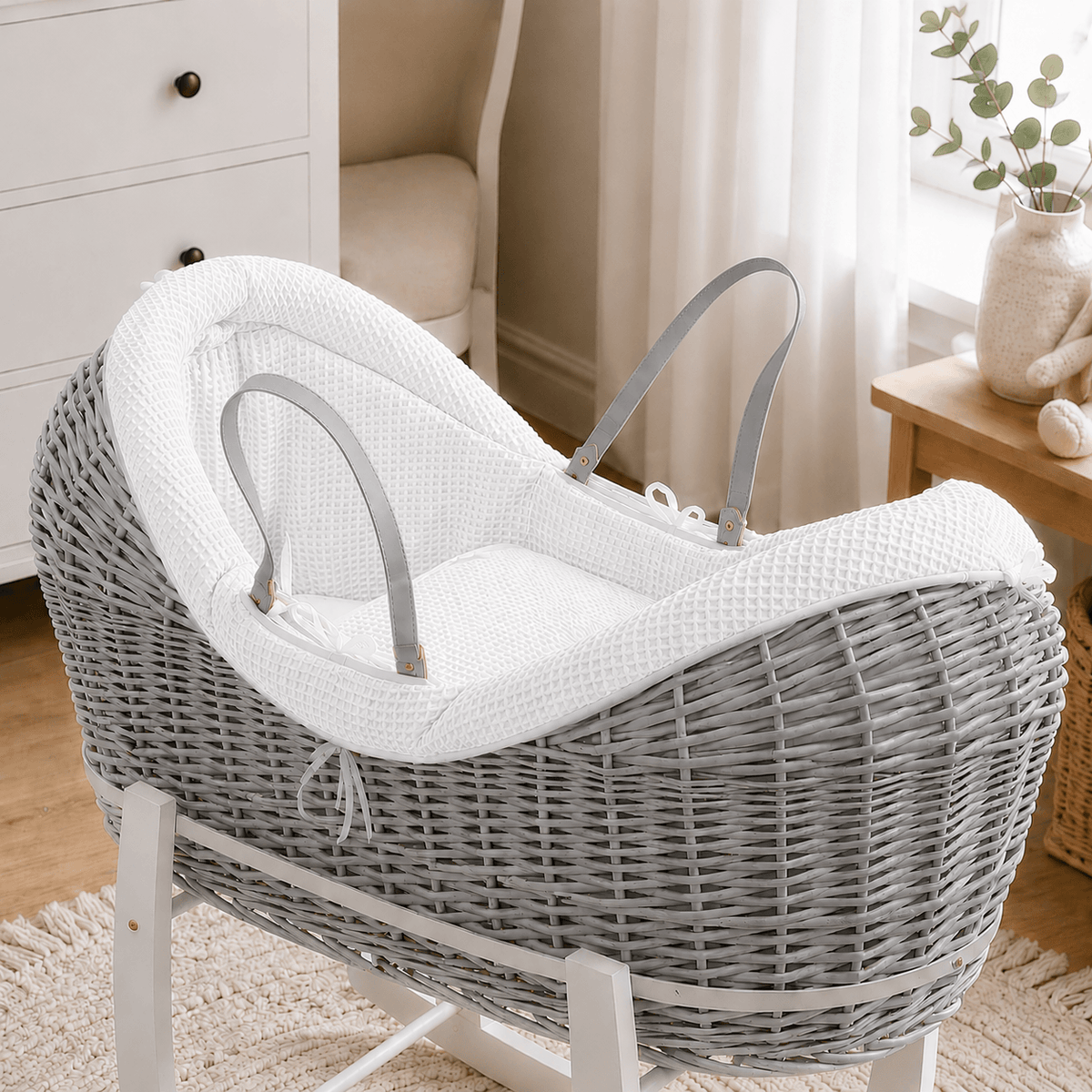 For Your Little One Wicker Deluxe Pod Baby Moses Basket With Stand & Bedding Set - Baby&More