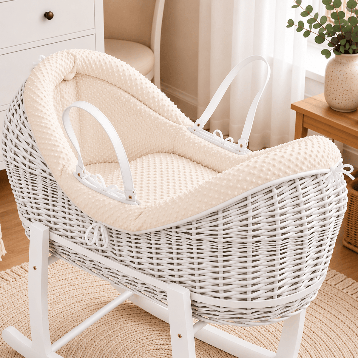 For Your Little One Wicker Deluxe Pod Baby Moses Basket With Stand & Bedding Set - Baby&More