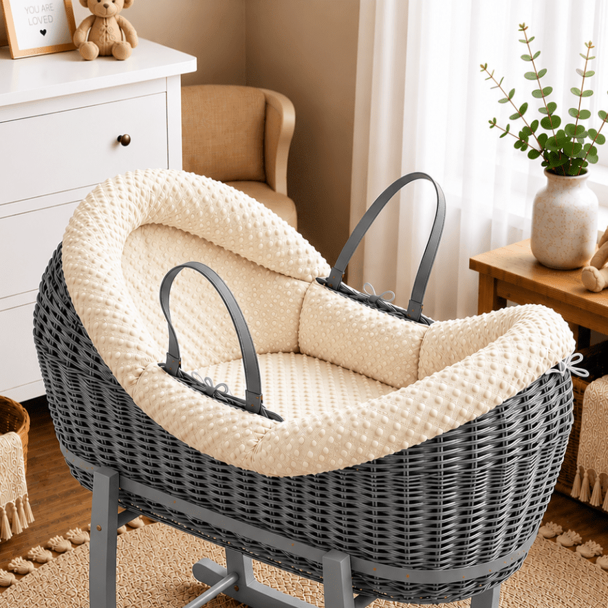 For Your Little One Wicker Pod Baby Deluxe Moses Basket with Bedding Set - No stand included - Baby&More