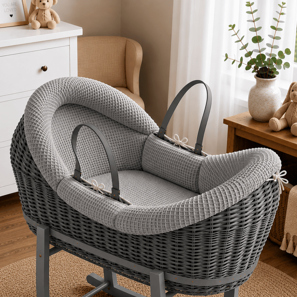 For Your Little One Wicker Pod Baby Deluxe Moses Basket with Bedding Set - No stand included - Baby&More