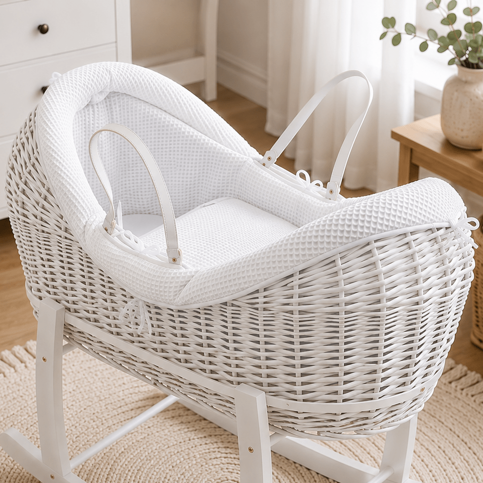 For Your Little One Wicker Pod Baby Deluxe Moses Basket with Bedding Set - No stand included - Baby&More