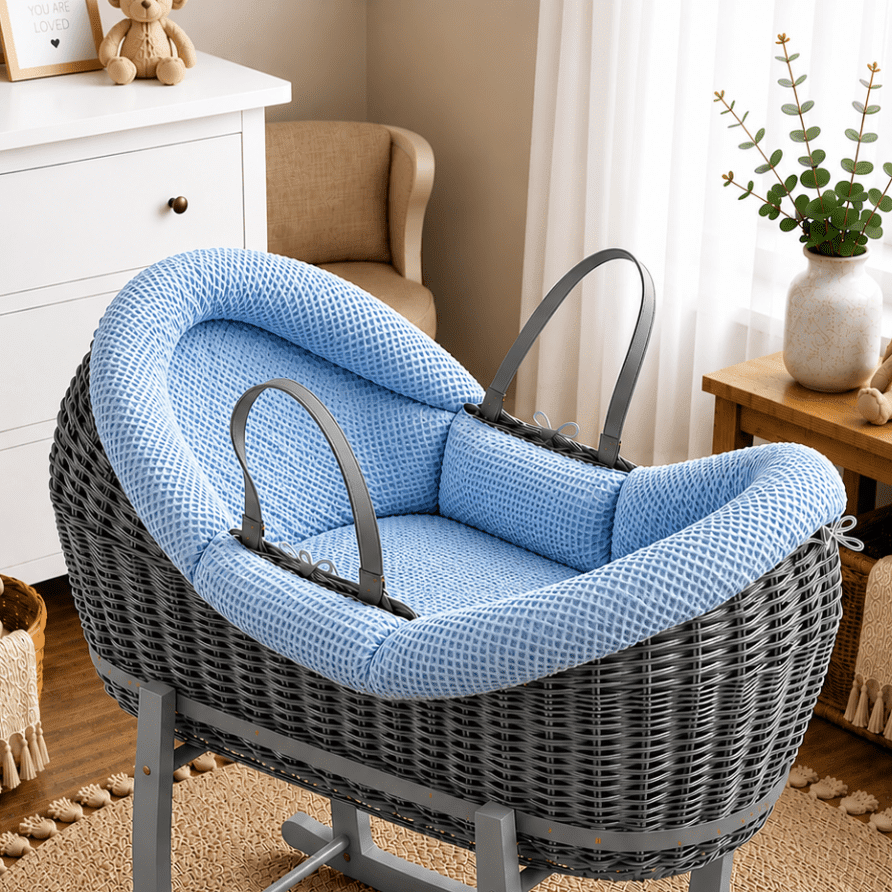For Your Little One Wicker Pod Baby Deluxe Moses Basket with Bedding Set - No stand included - Baby&More