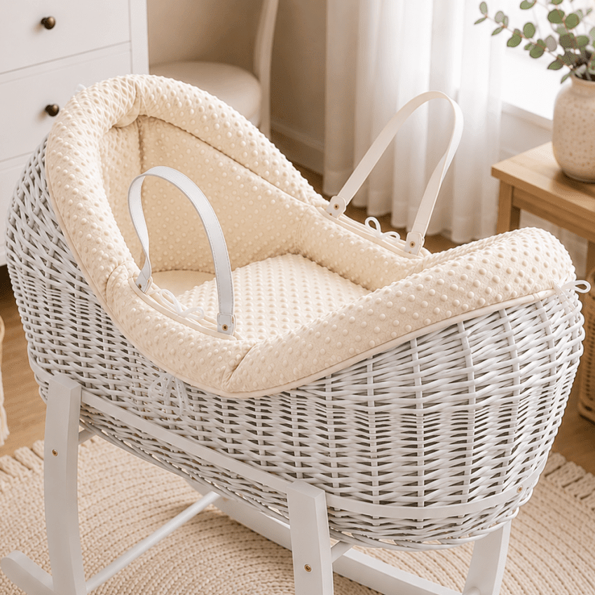 For Your Little One Wicker Pod Baby Deluxe Moses Basket with Bedding Set - No stand included - Baby&More