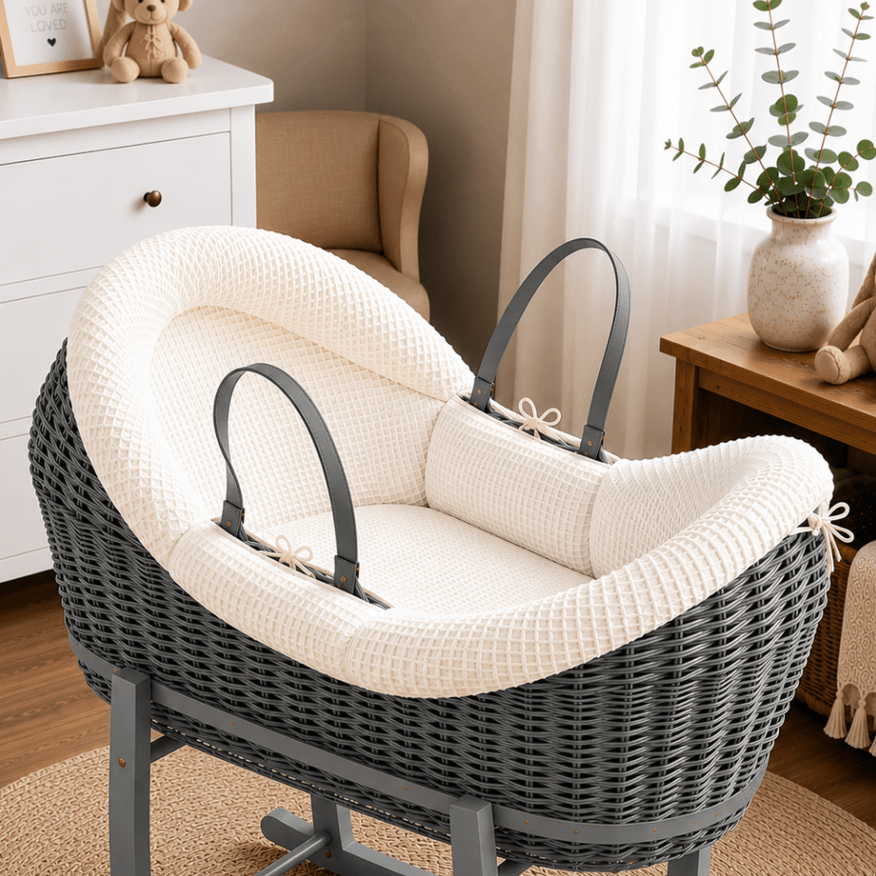 For Your Little One Wicker Pod Baby Deluxe Moses Basket with Bedding Set - No stand included - Baby&More
