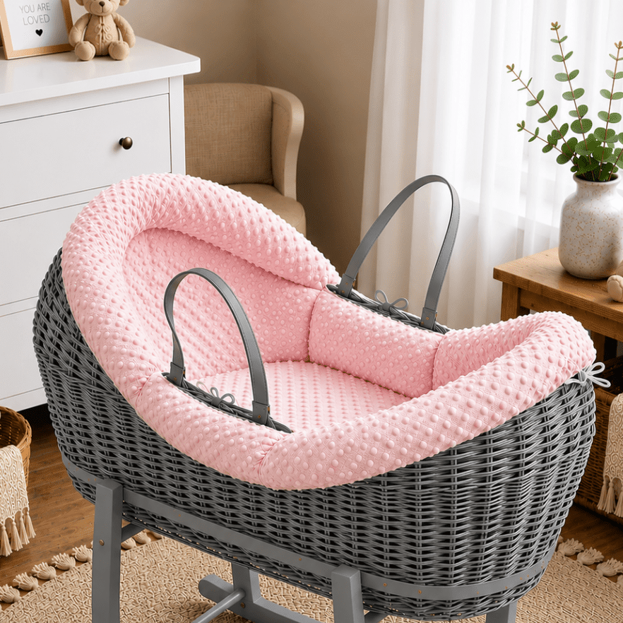 For Your Little One Wicker Pod Baby Deluxe Moses Basket with Bedding Set - No stand included - Baby&More