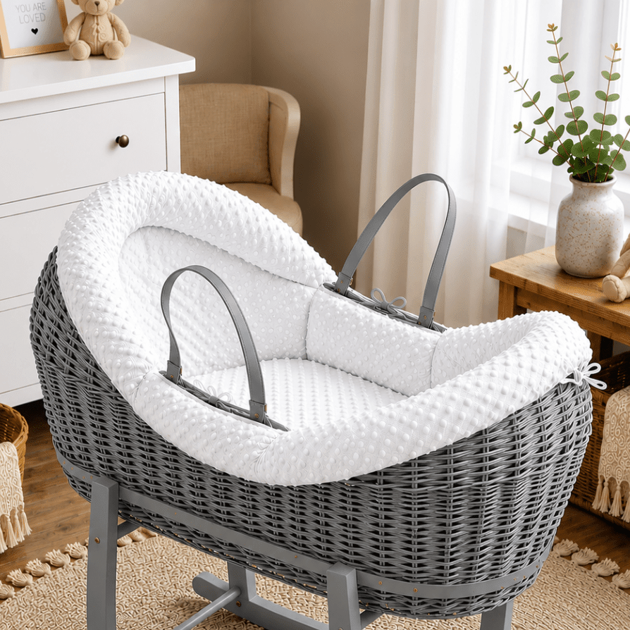 For Your Little One Wicker Pod Baby Deluxe Moses Basket with Bedding Set - No stand included - Baby&More