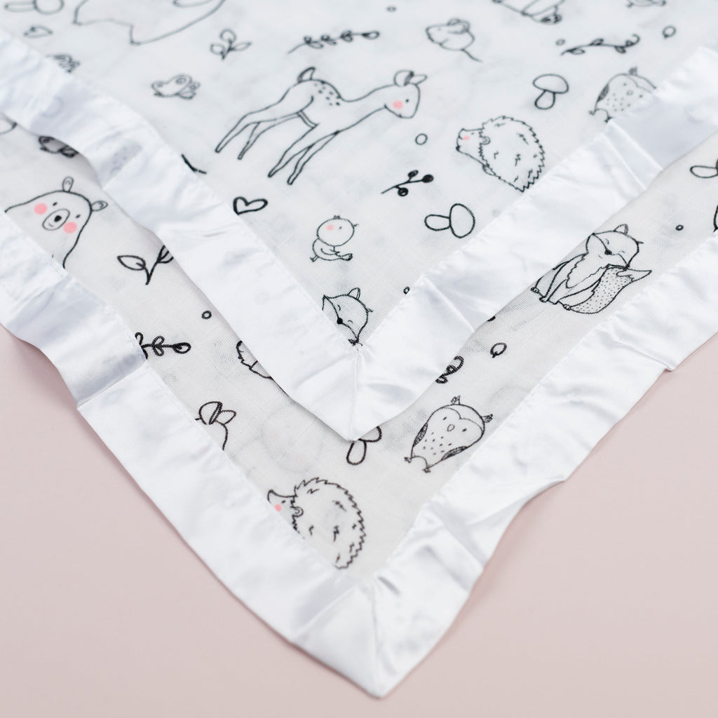 Forest Animal Satin Comforter 2 Pack - White Satin