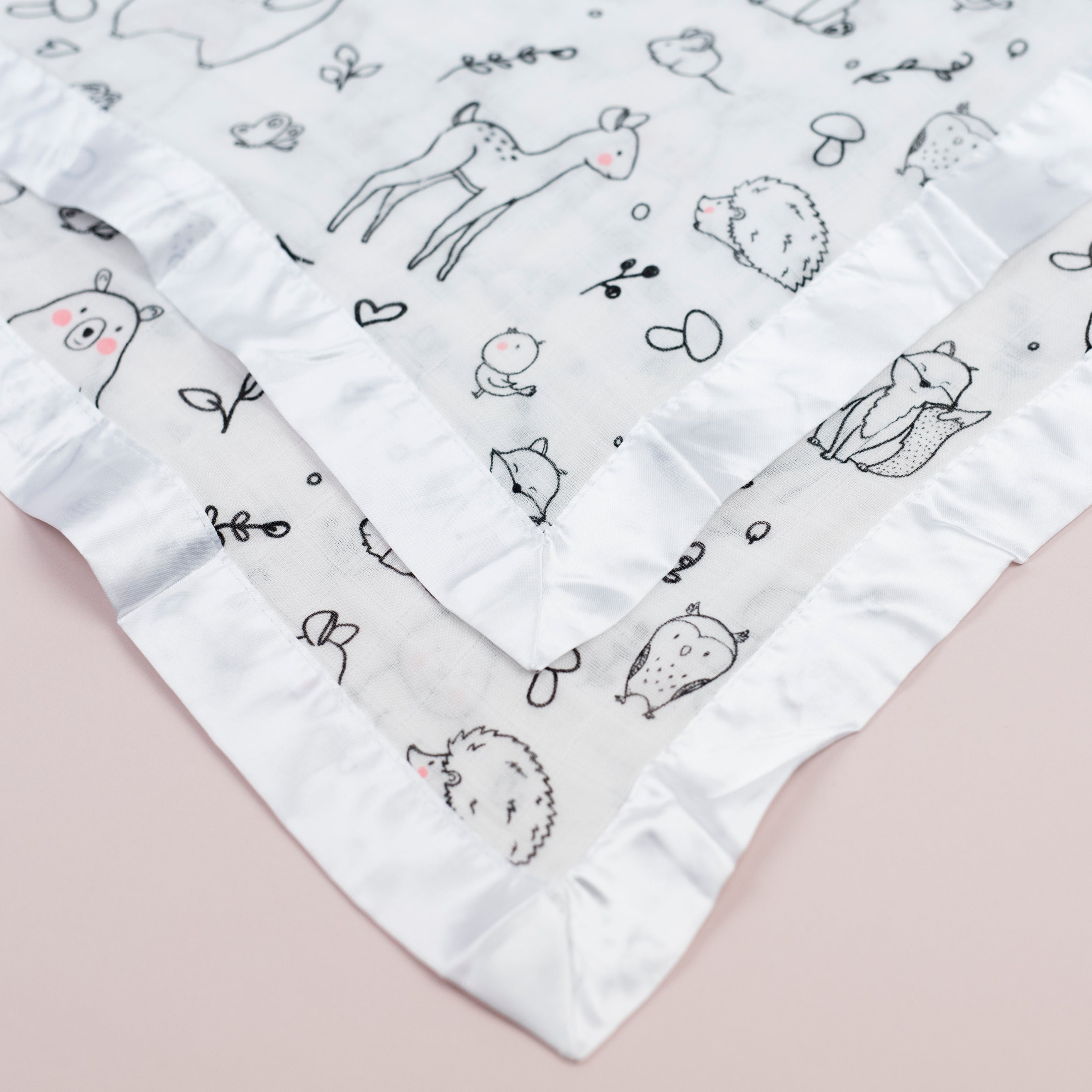 Forest Animal Satin Comforter 2 Pack - White Satin