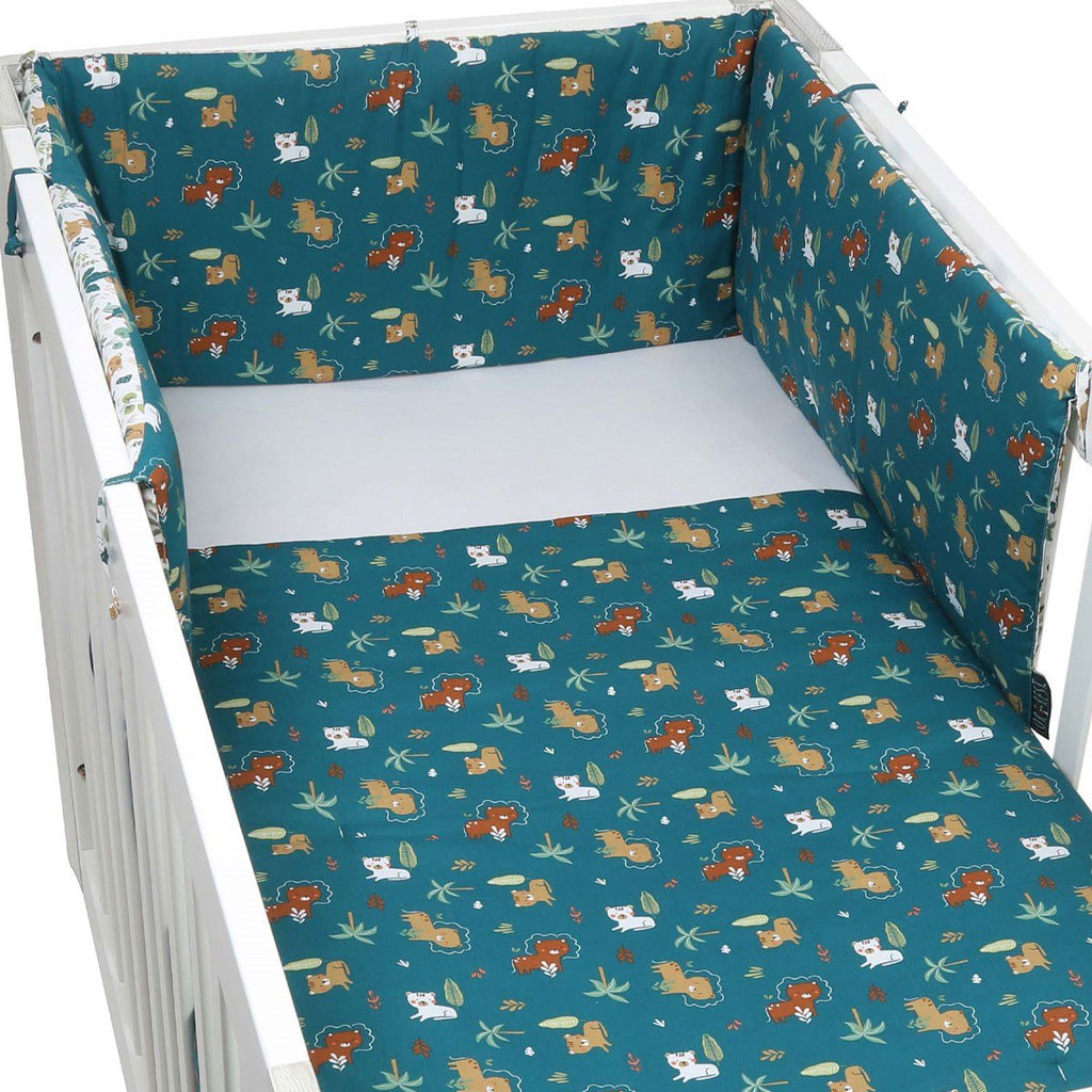 FORREST 3 Piece Organic Reversible Cot Bed Set - Jungle - Baby&More