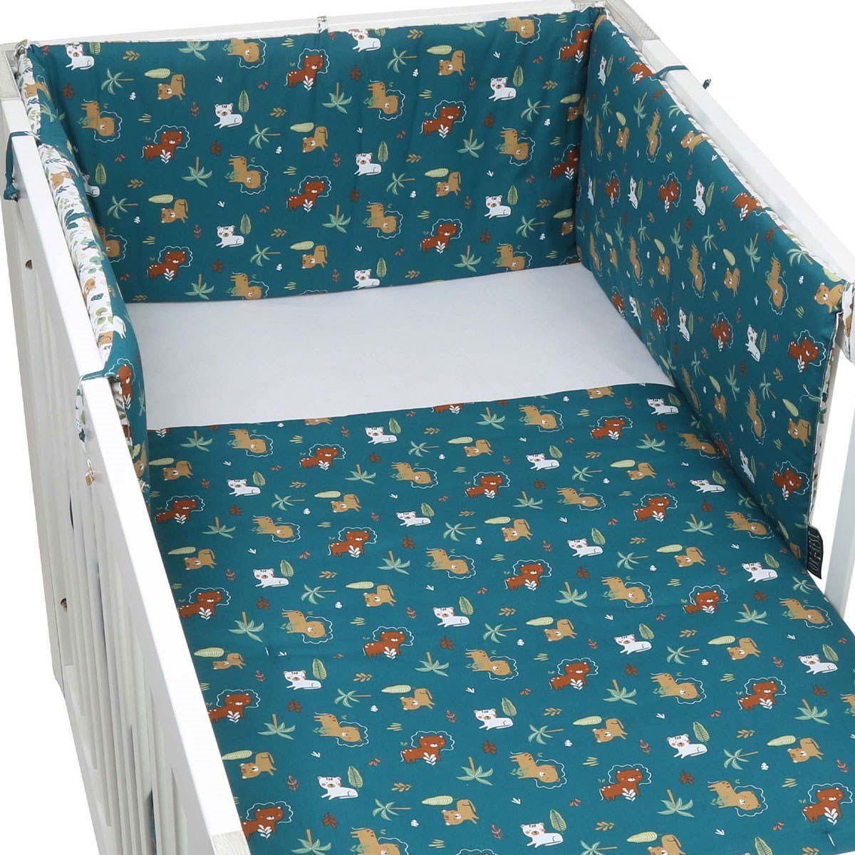 FORREST 3 Piece Organic Reversible Cot Bed Set - Jungle - Baby&More