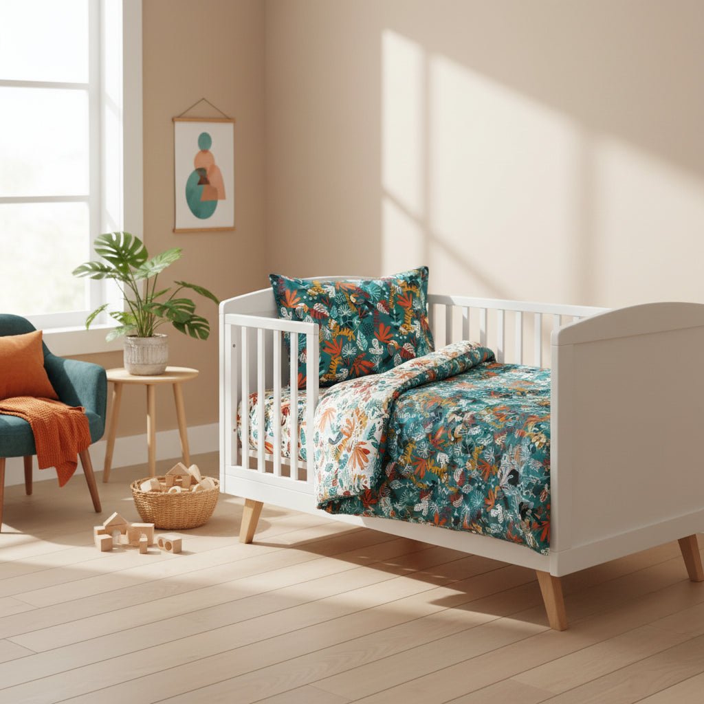 FORREST 3 Piece Organic Reversible Cot Bed Set - Rainforest - Baby&More