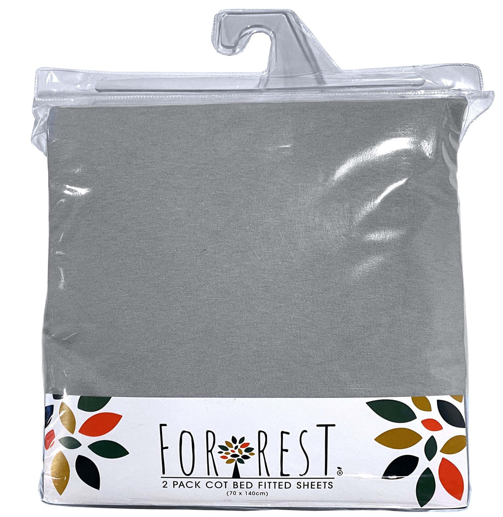 Forrest Cotton Fitted Cot Bed Sheets - Pack of 2 - 140 x 70 cm - Grey - Baby&More