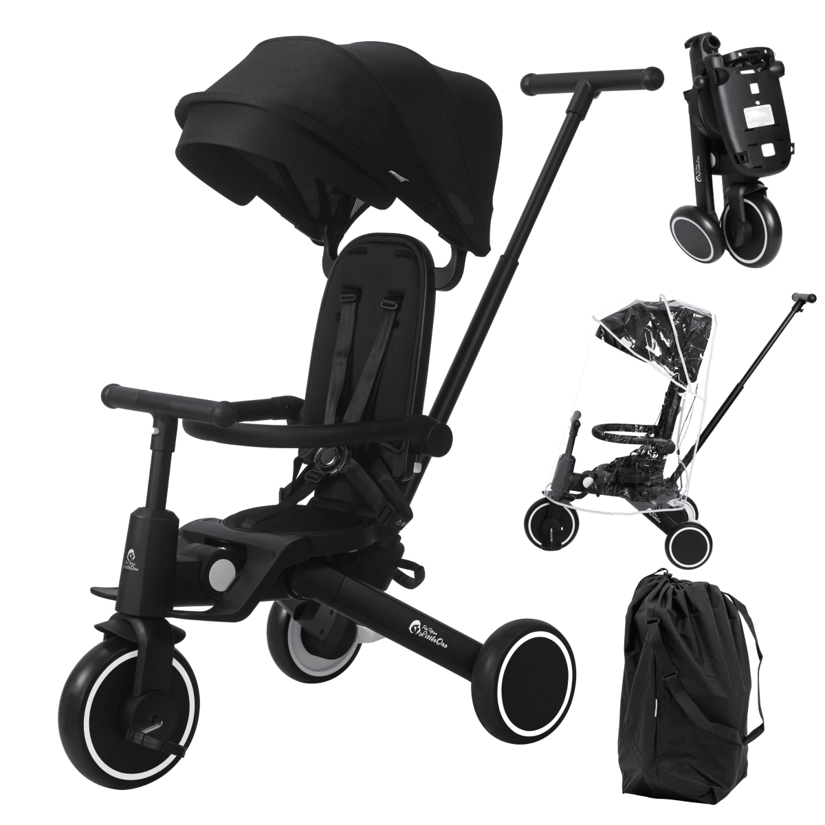 Foryourlittleone Xplor Plus 6 in 1 Foldable Trike - Jet Black (10m-4y) - Baby&More