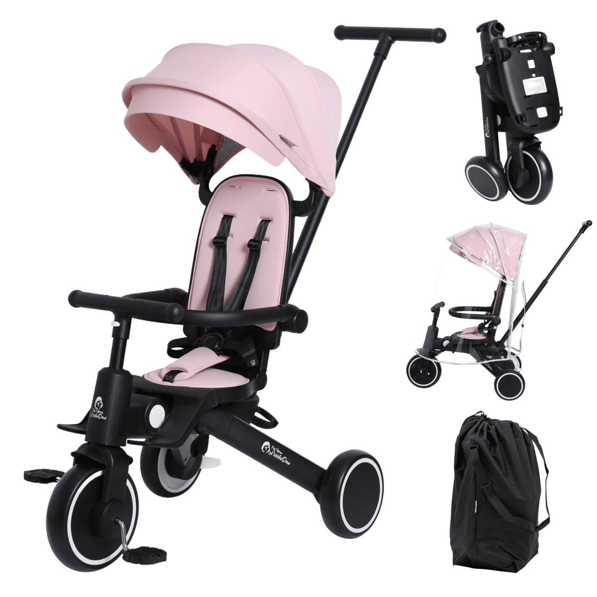 Foryourlittleone Xplor Plus 6 in 1 Foldable Trike - Pastel Pink (10m-4y) - Baby&More