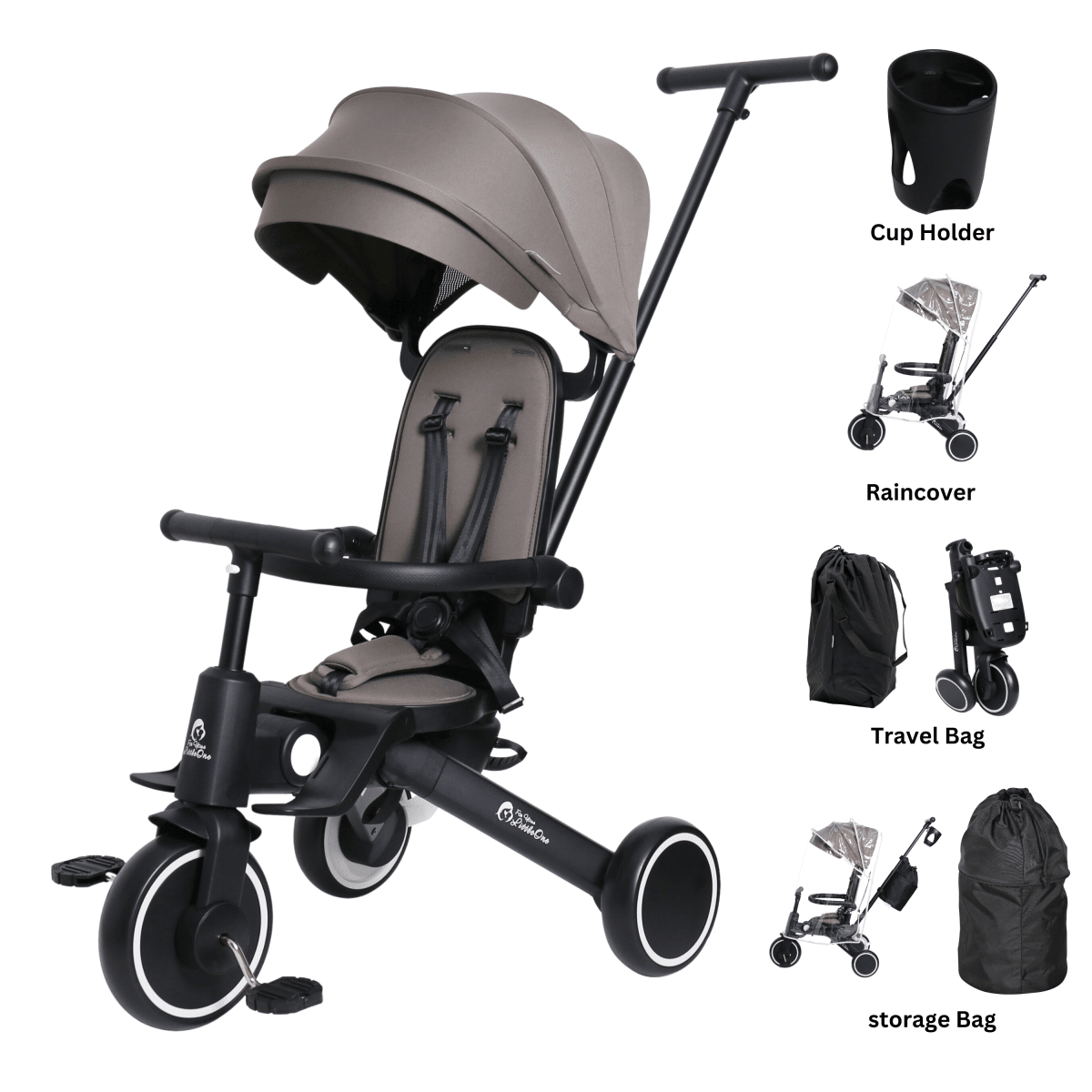 Foryourlittleone Xplor Ultimate 6 in 1 Foldable Trike - Grey Olive (10m-4y) - Baby&More