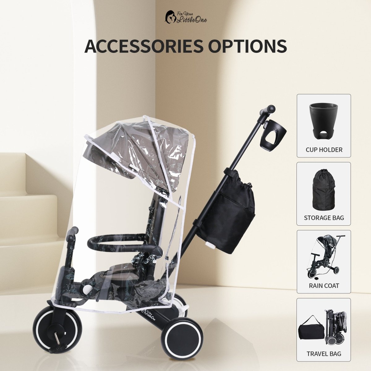 Foryourlittleone Xplor Ultimate 6 in 1 Foldable Trike - Jet Black (10m-4y) - Baby&More