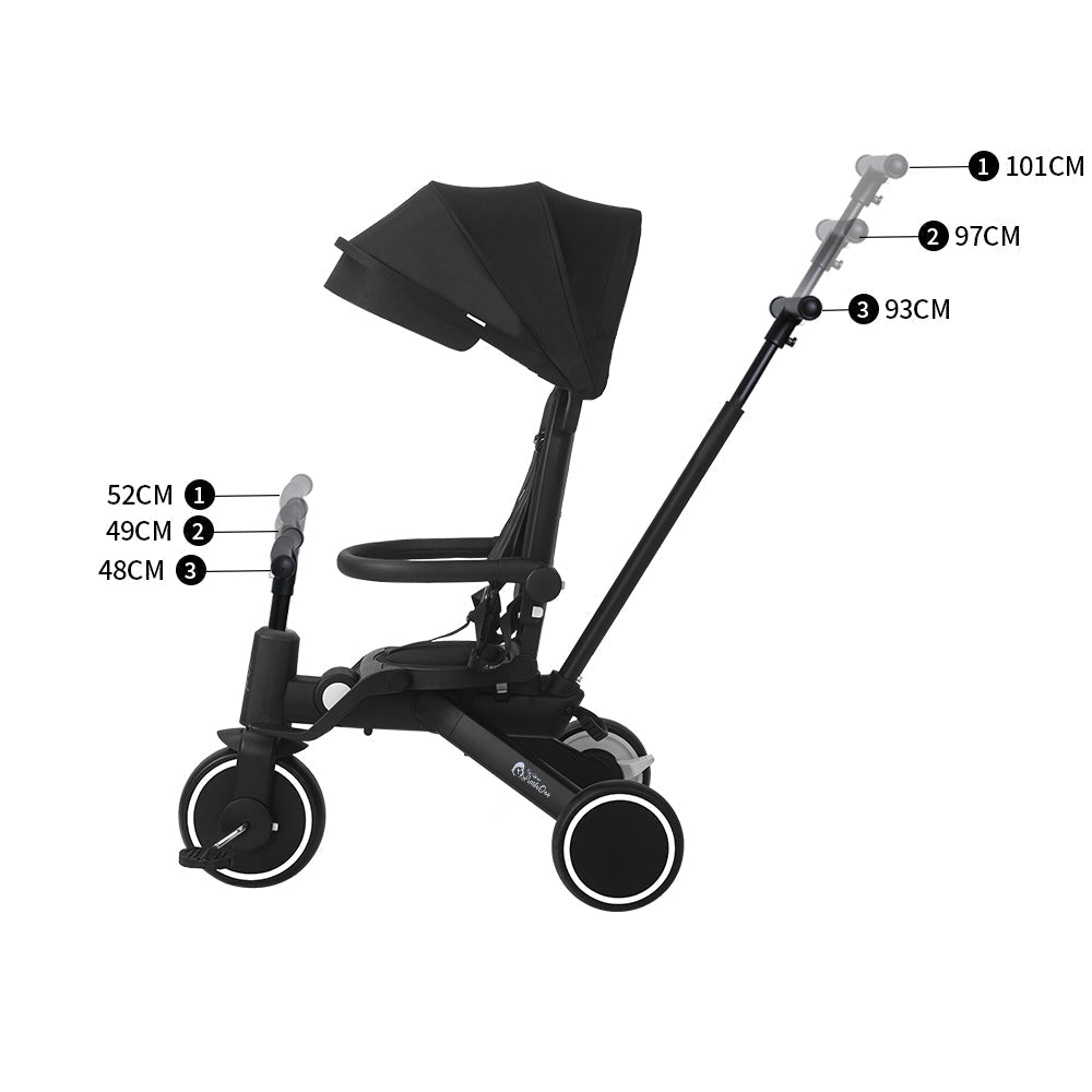 Foryourlittleone Xplor Plus 6 in 1 Foldable Trike - Jet Black (10m-4y)