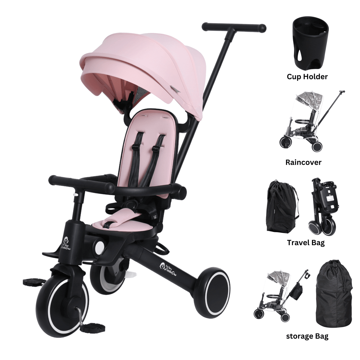 Foryourlittleone Xplor Ultimate 6 in 1 Foldable Trike - Pastel Pink (10m-4y) - Baby&More