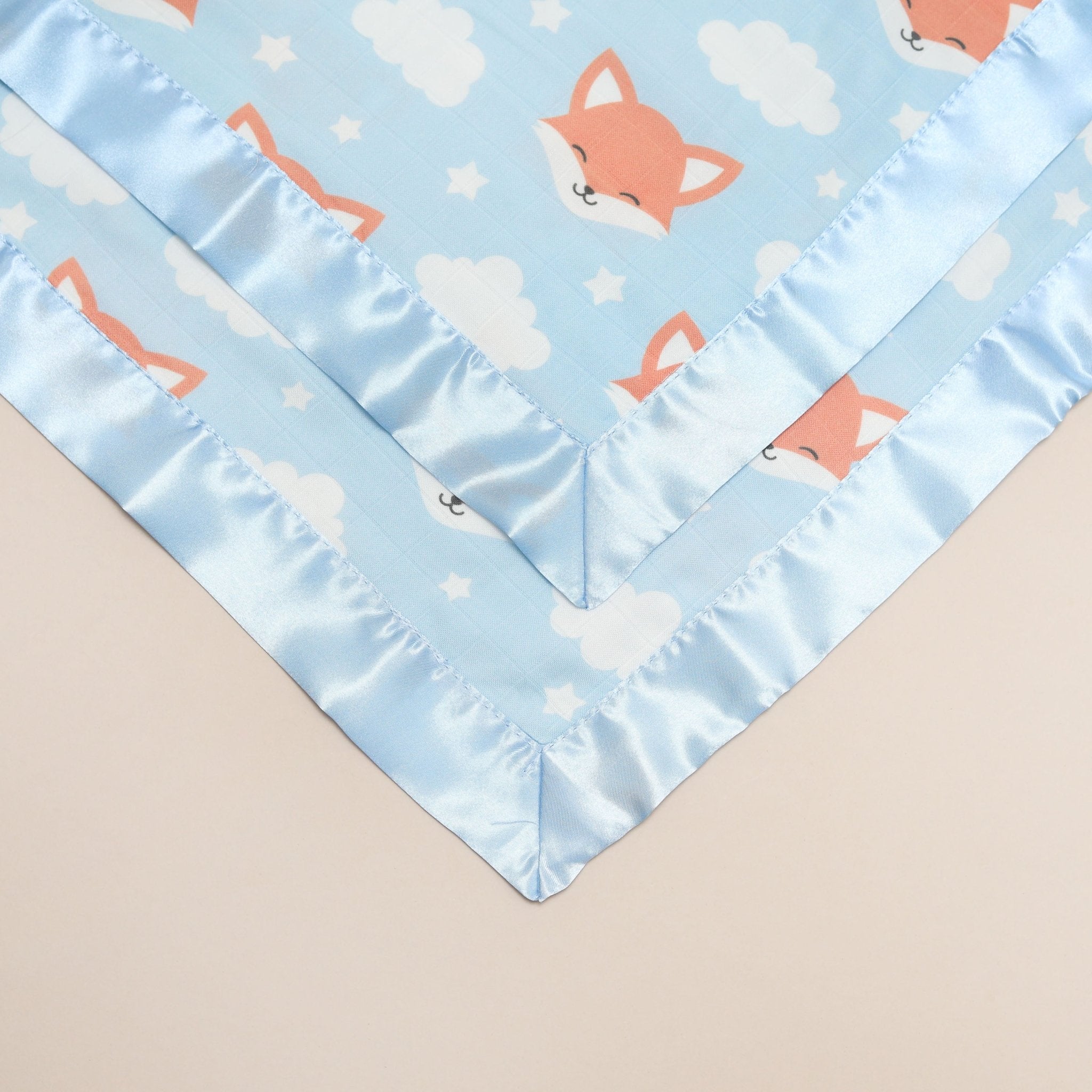 Fox Satin Comforter 2 Pack - Blue Satin - Baby&More