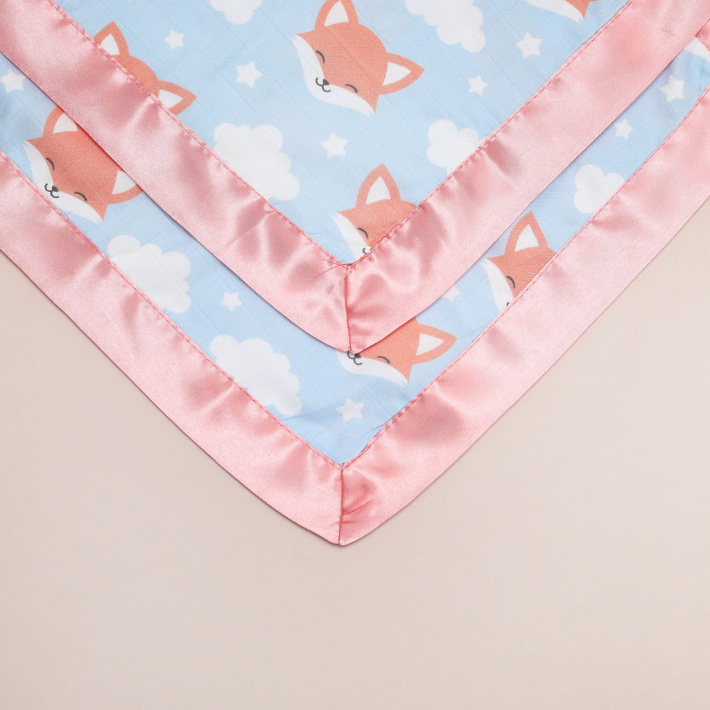 Bullabaloo Fox Comforter Blanket - Orange Satin - 2 Pack